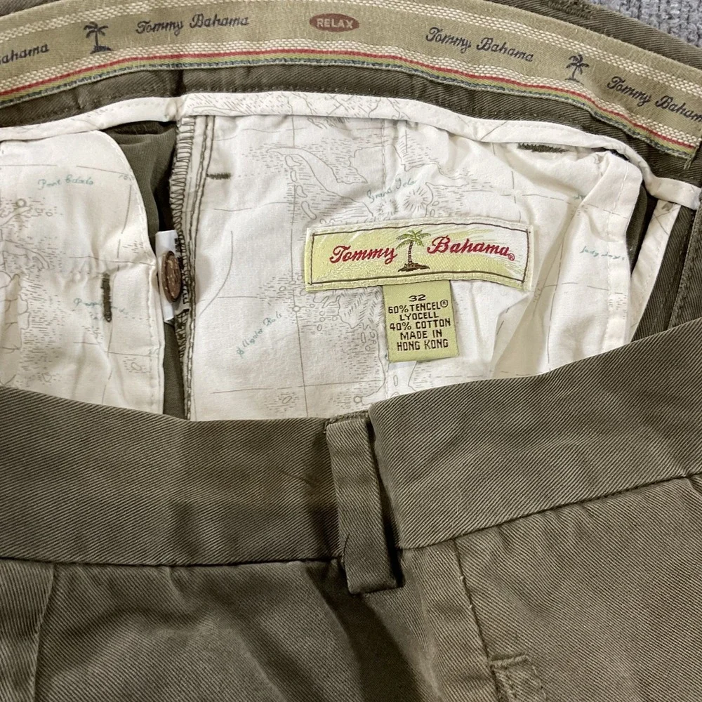 Tommy Bahama Relax Fit Dress Pants 32x32 Olive Green Tencel Lyocell Blend Made